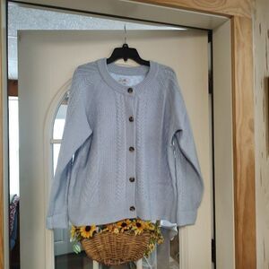 New Croft & Barrow Light Blue Extra Cozy Cardigan Size Women's L